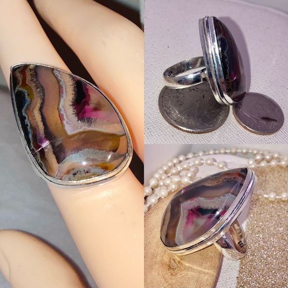 Turkish Stick Agate Gemstone Handmade Ring - Picture 4 of 5